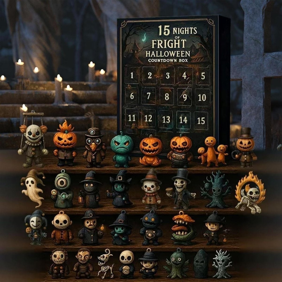 Thermabuild | Halloween Advent Calendar Countdown Decor with Spooky Miniature Figurines