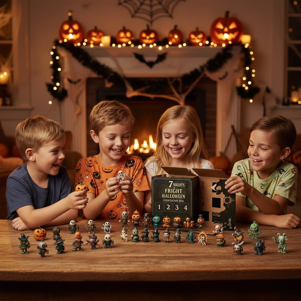 Thermabuild | Halloween Advent Calendar Countdown with Toy Figurines for Family Decoration