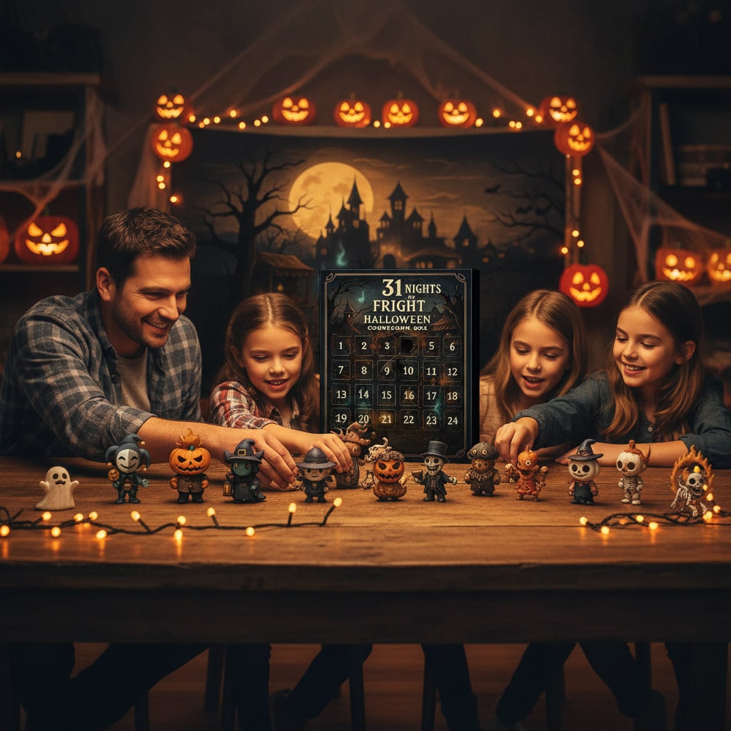 Thermabuild | Halloween Advent Calendar Countdown with Toy Figurines for Family Decoration