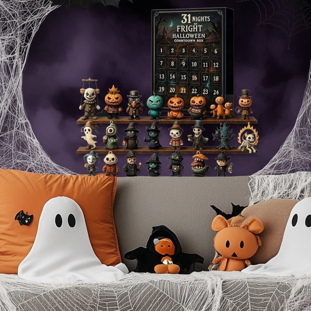 Thermabuild | Halloween Advent Calendar Countdown with Toy Figurines for Family Decoration