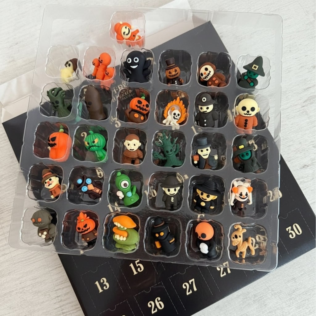 Thermabuild | Halloween Advent Calendar Countdown with Toy Figurines for Family Decoration