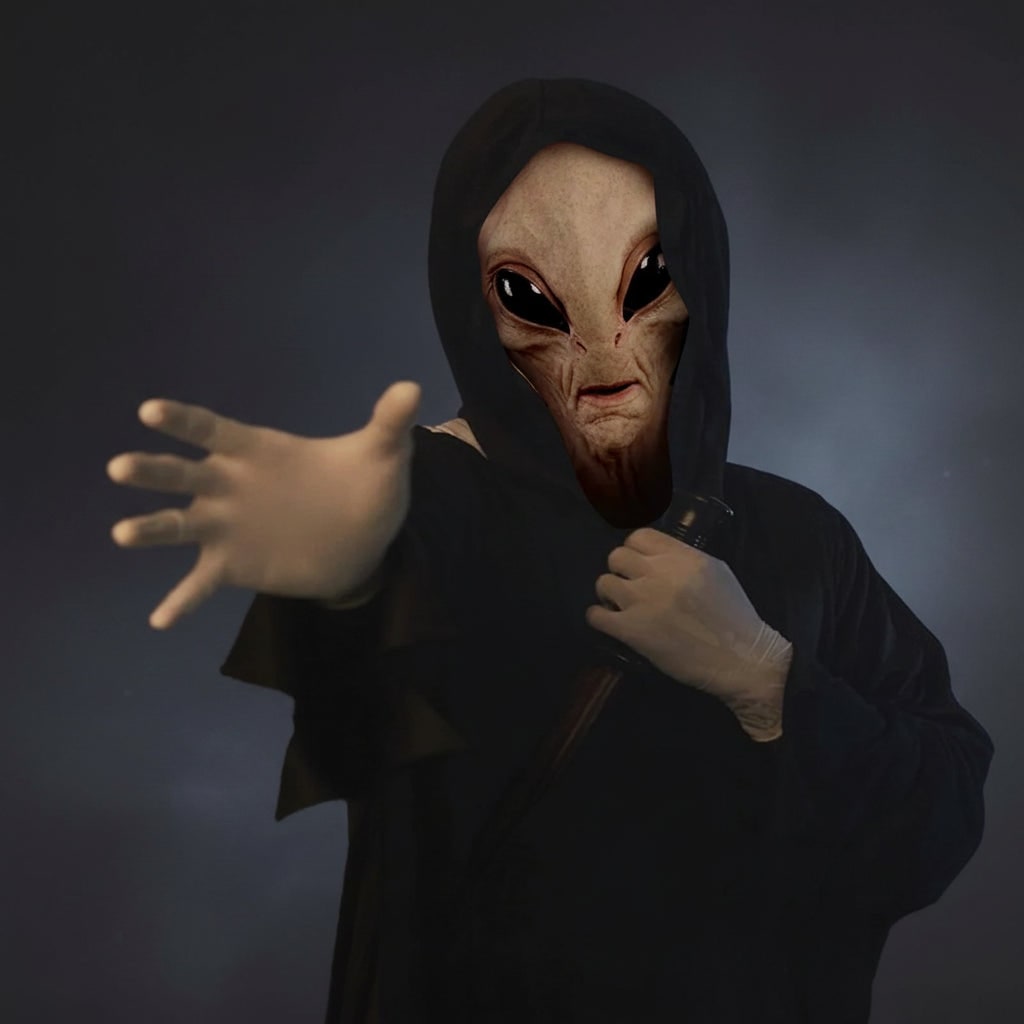 Thermabuild | Halloween Alien Mask Full Head Latex Creepy for Adult Costume Party Space