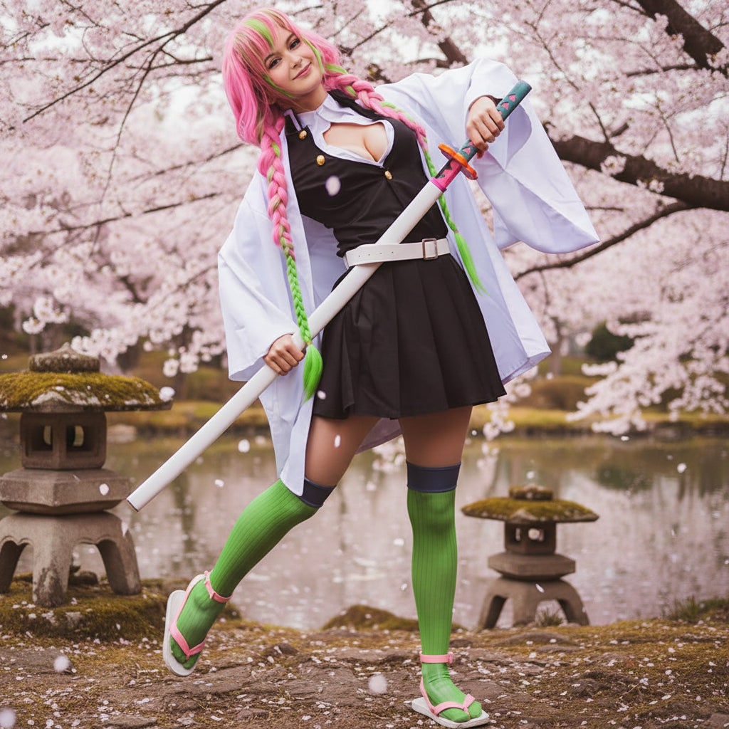 Thermabuild | Halloween Anime Cosplay Costume and Outfits for Character Dress Up with Haori Jacket and Leg Wraps