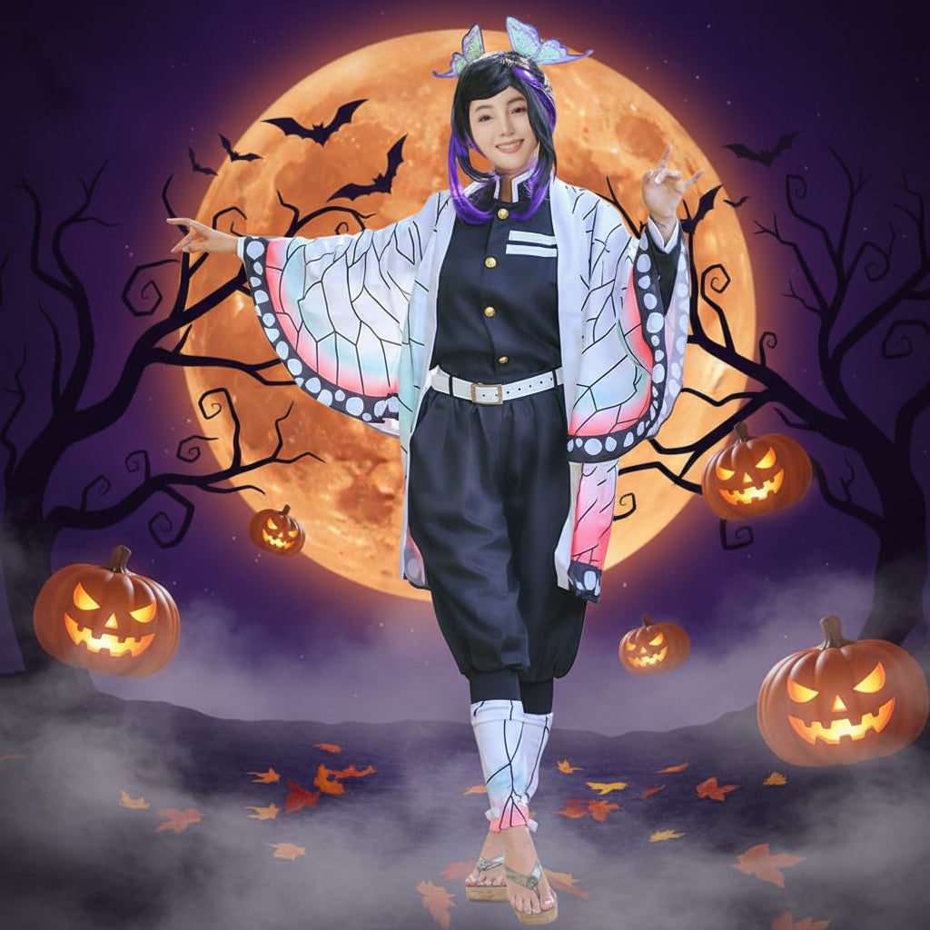 Thermabuild | Halloween Anime Cosplay Costume and Outfits for Character Dress Up with Haori Jacket and Leg Wraps