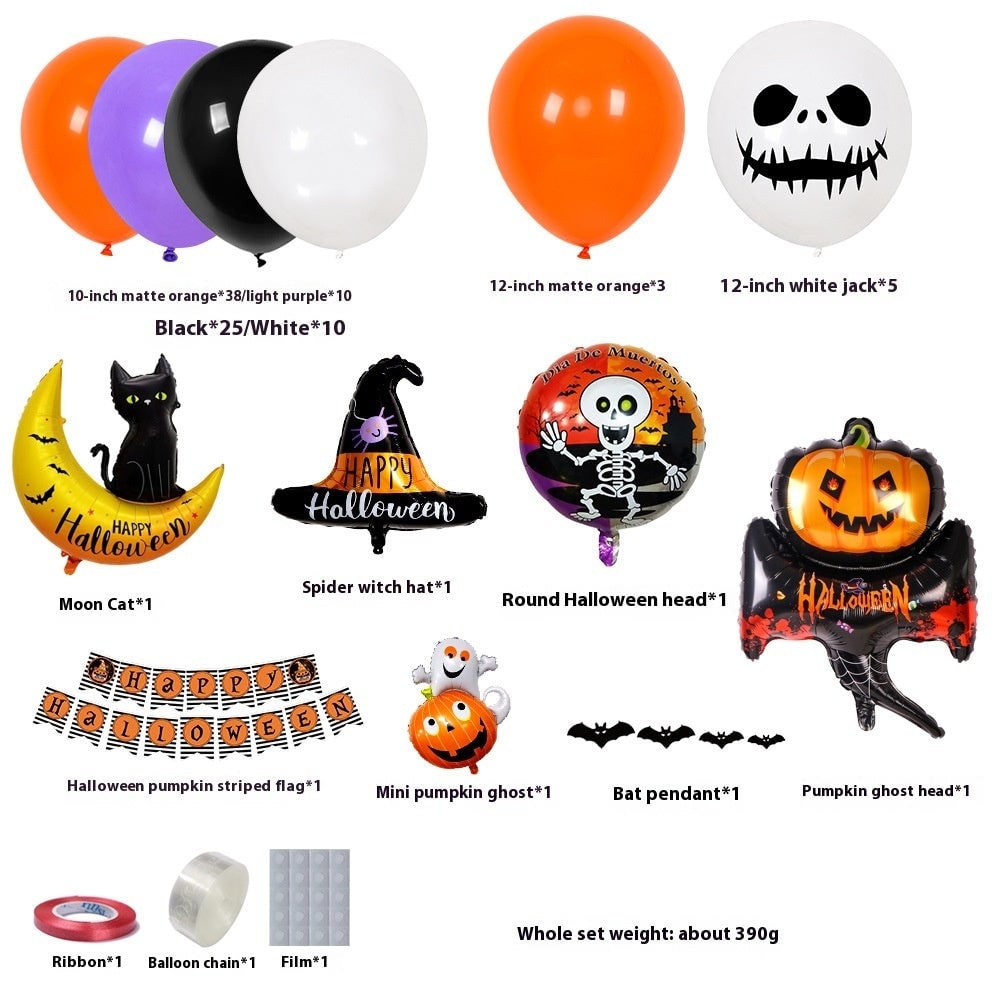 Thermabuild | Halloween Balloon Arch Kit with Foil Banner and Tape Decoration for Party Reusable