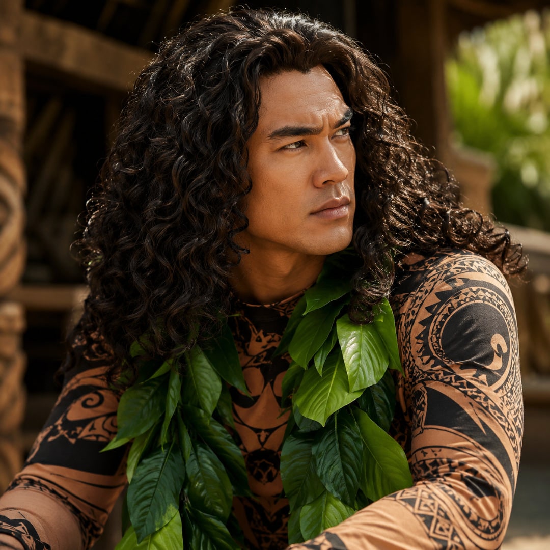 Thermabuild | Halloween Bodysuit Costume with Tattoo Print and Faux Leaf Skirt Maui