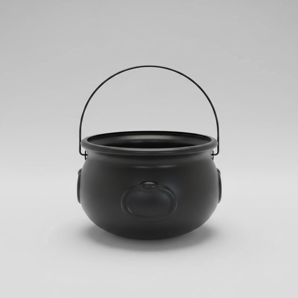 Thermabuild | Halloween Candy Bucket Cauldron with Witch Handle for Treat Storage and Party Decoration