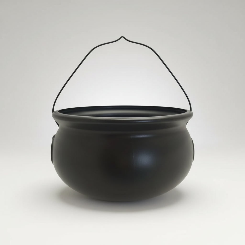 Thermabuild | Halloween Candy Bucket Cauldron with Witch Handle for Treat Storage and Party Decoration