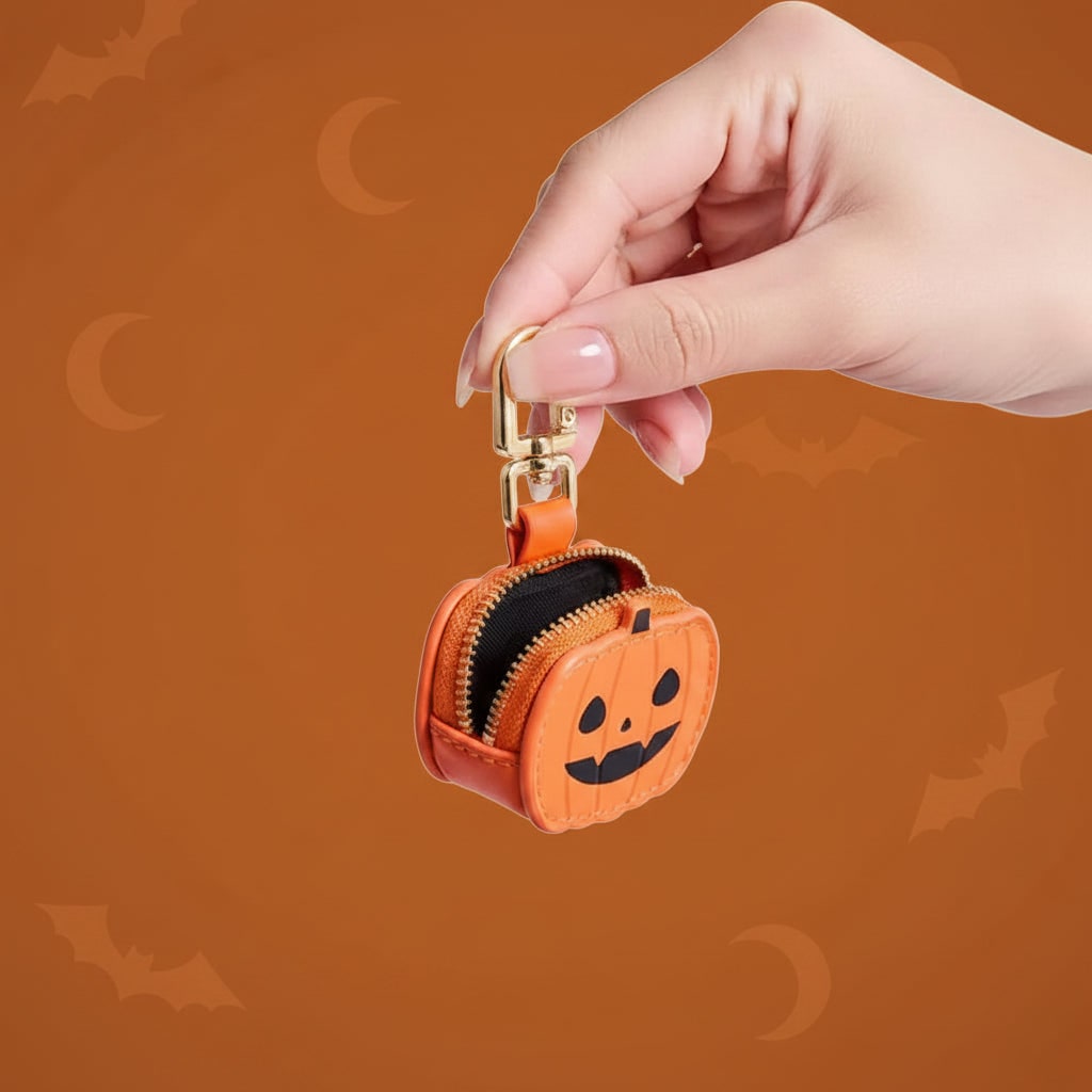 Thermabuild | Halloween Coin Purse Keychain with Key Holder and Zippered Faux Leather Pouch
