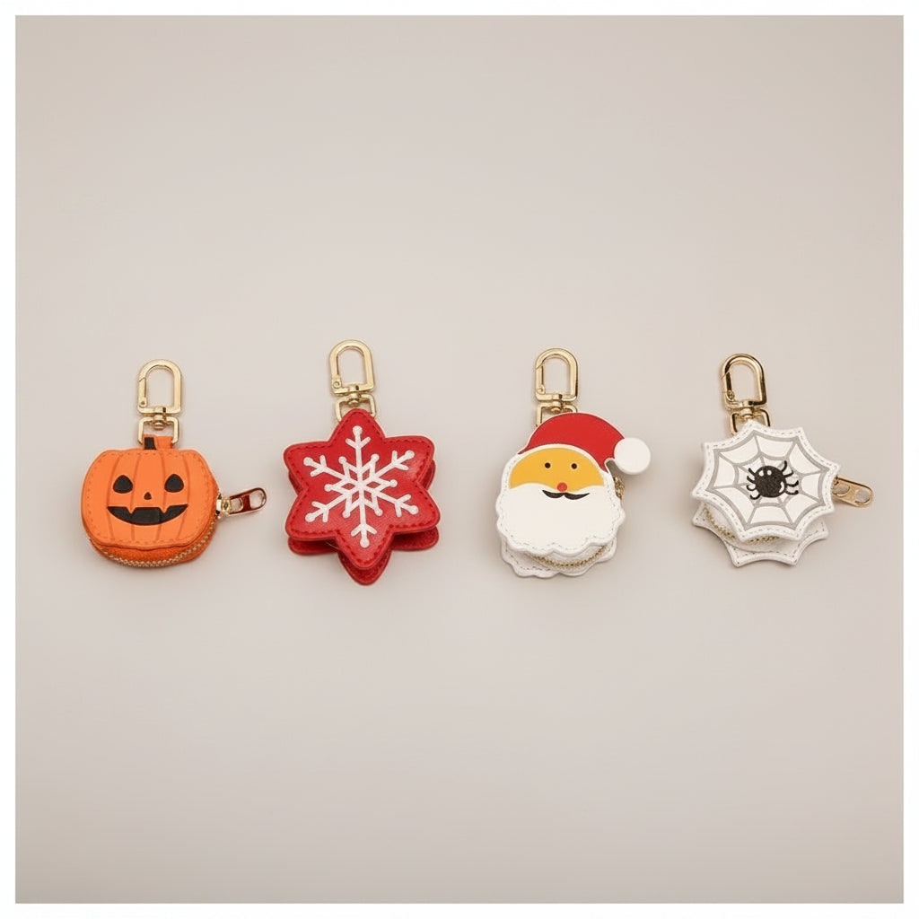 Thermabuild | Halloween Coin Purse Keychain with Key Holder and Zippered Faux Leather Pouch
