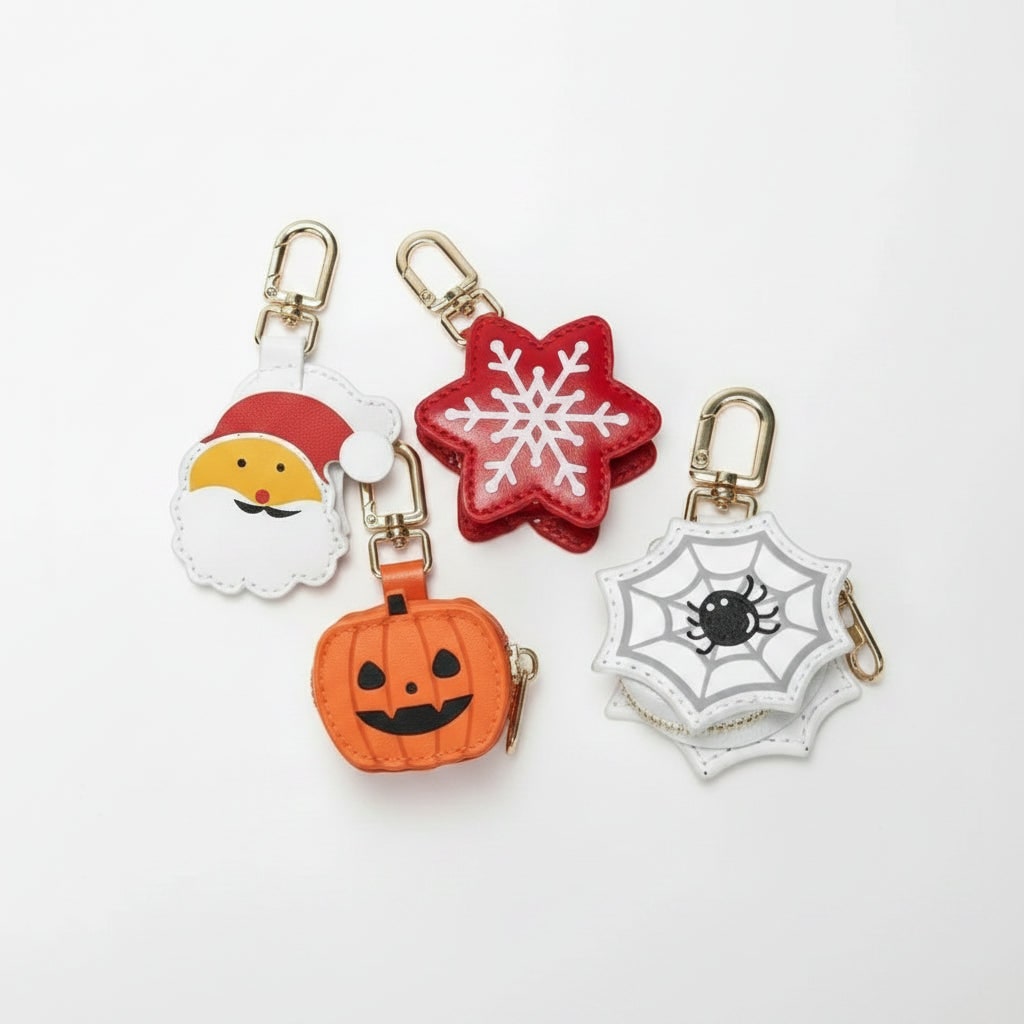 Thermabuild | Halloween Coin Purse Keychain with Key Holder and Zippered Faux Leather Pouch
