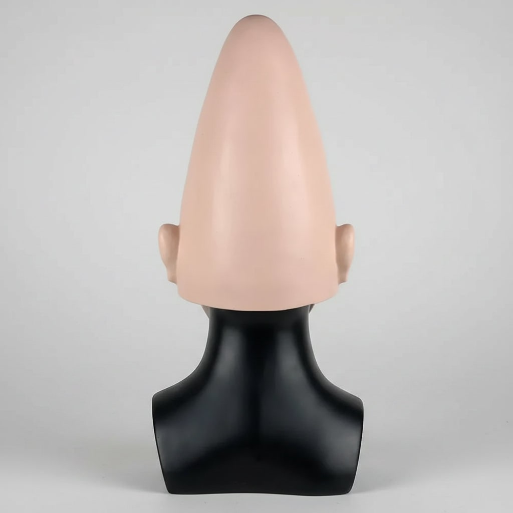 Thermabuild | Halloween Conehead Costume Mask with Creepy Molded Ears and Forehead Wrinkles Latex Headpiece