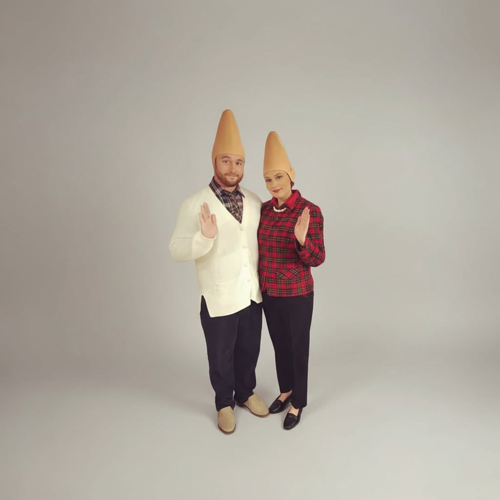 Thermabuild | Halloween Conehead Costume Mask with Creepy Molded Ears and Forehead Wrinkles Latex Headpiece