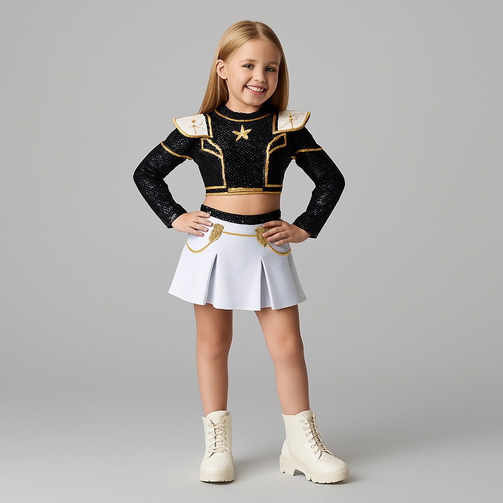 Thermabuild | Halloween Cosplay Cheerleader Costume and Outfit Two Piece Set with Cropped Top Pleated Skirt