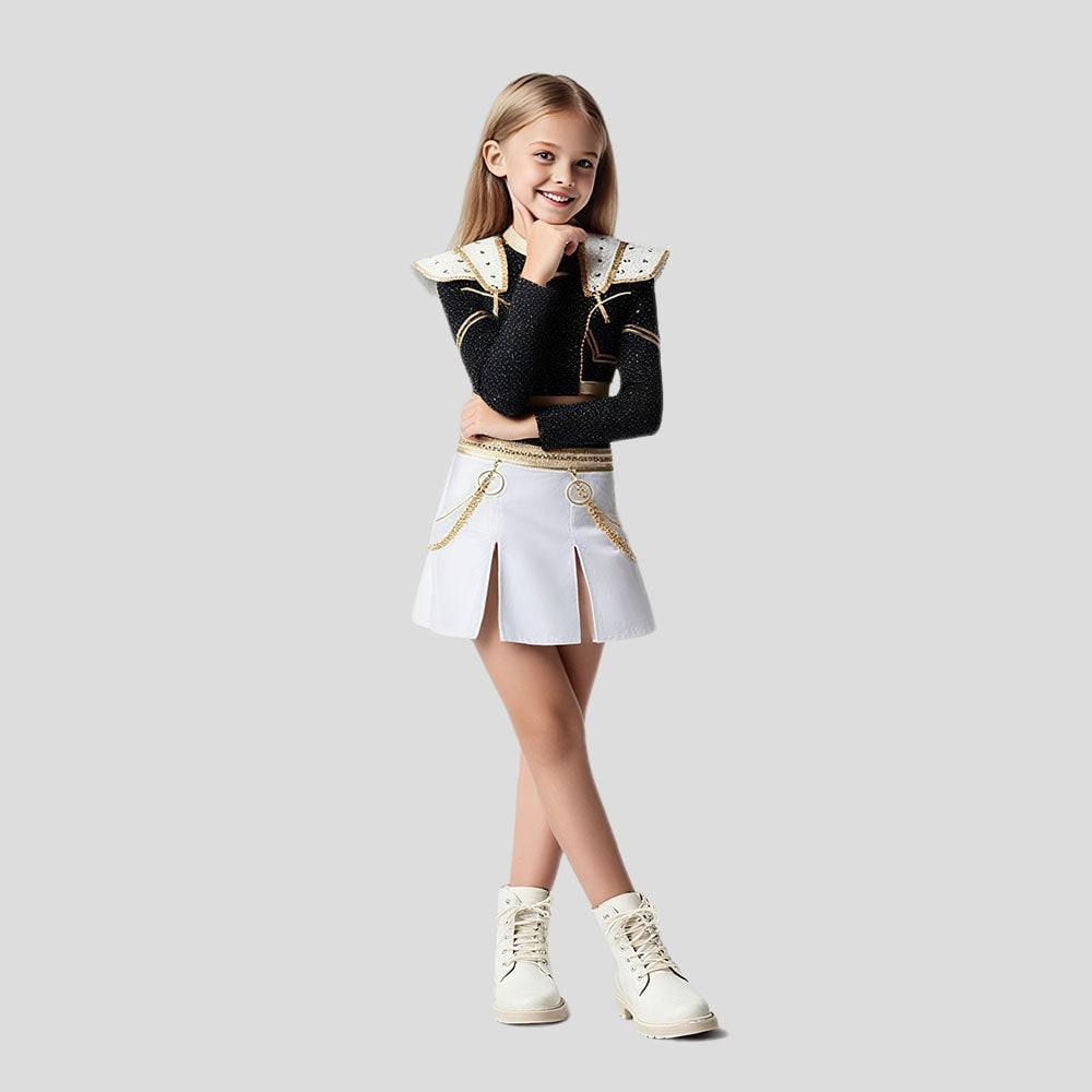 Thermabuild | Halloween Cosplay Cheerleader Costume and Outfit Two Piece Set with Cropped Top Pleated Skirt