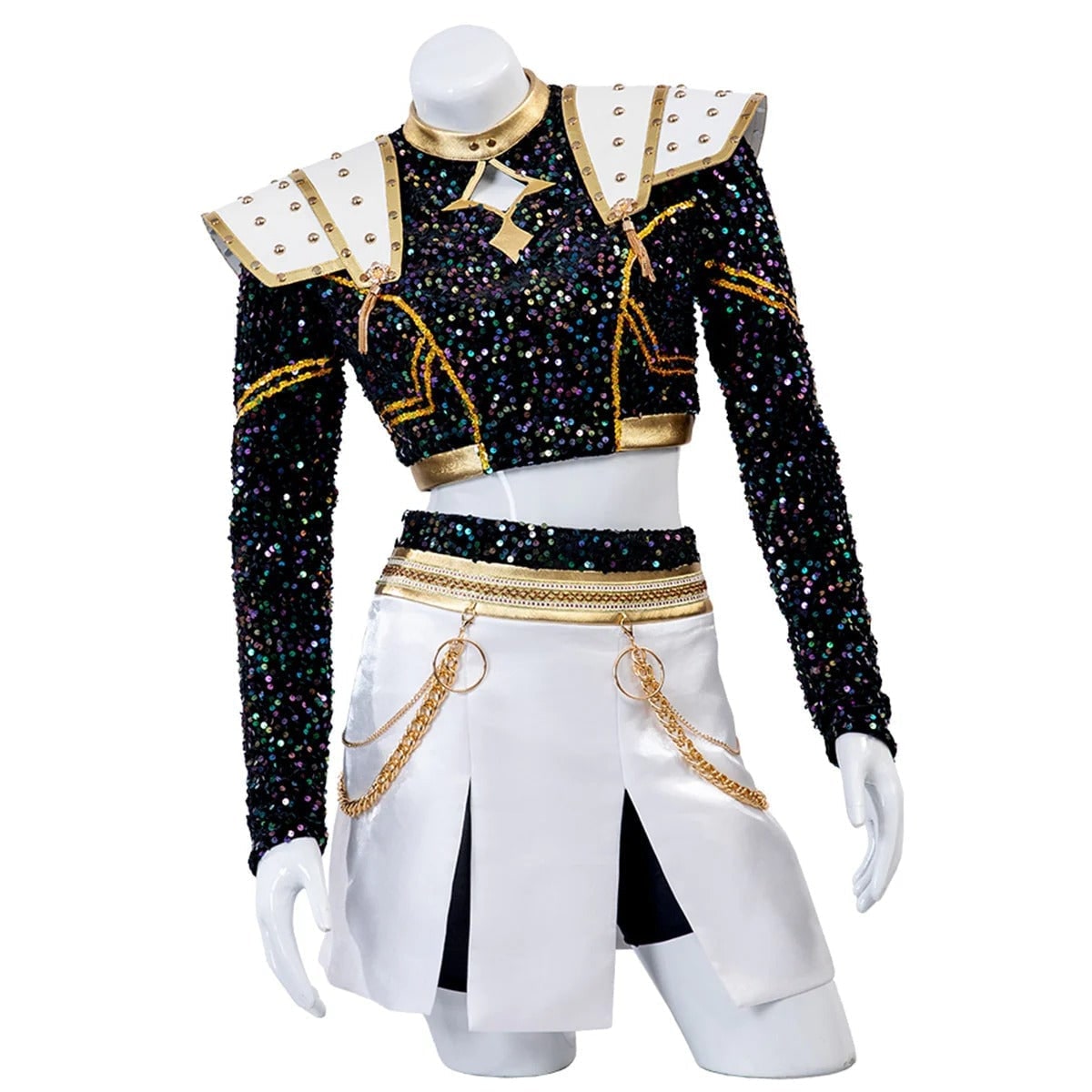 Thermabuild | Halloween Cosplay Cheerleader Costume and Outfit Two Piece Set with Cropped Top Pleated Skirt