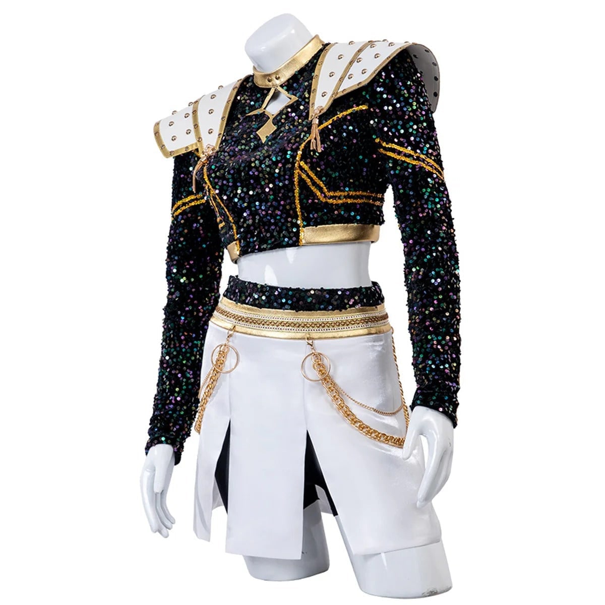 Thermabuild | Halloween Cosplay Cheerleader Costume and Outfit Two Piece Set with Cropped Top Pleated Skirt
