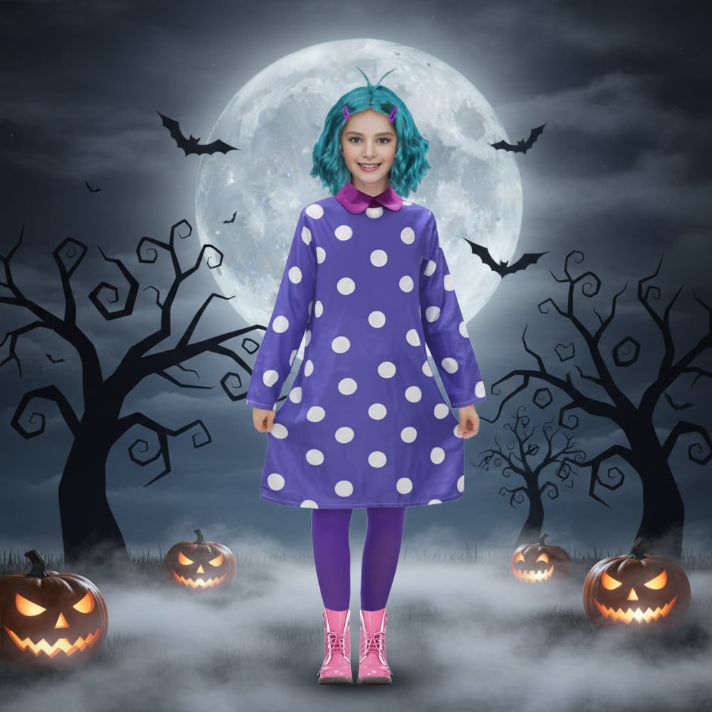 Thermabuild | Halloween Cosplay Costume Character Dress with Polka Dot Pattern flying boy Collar