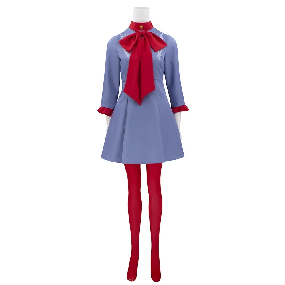 Thermabuild | Halloween Cosplay Costume Outfit Anime Dress with Red Bow and Tights for Party Events