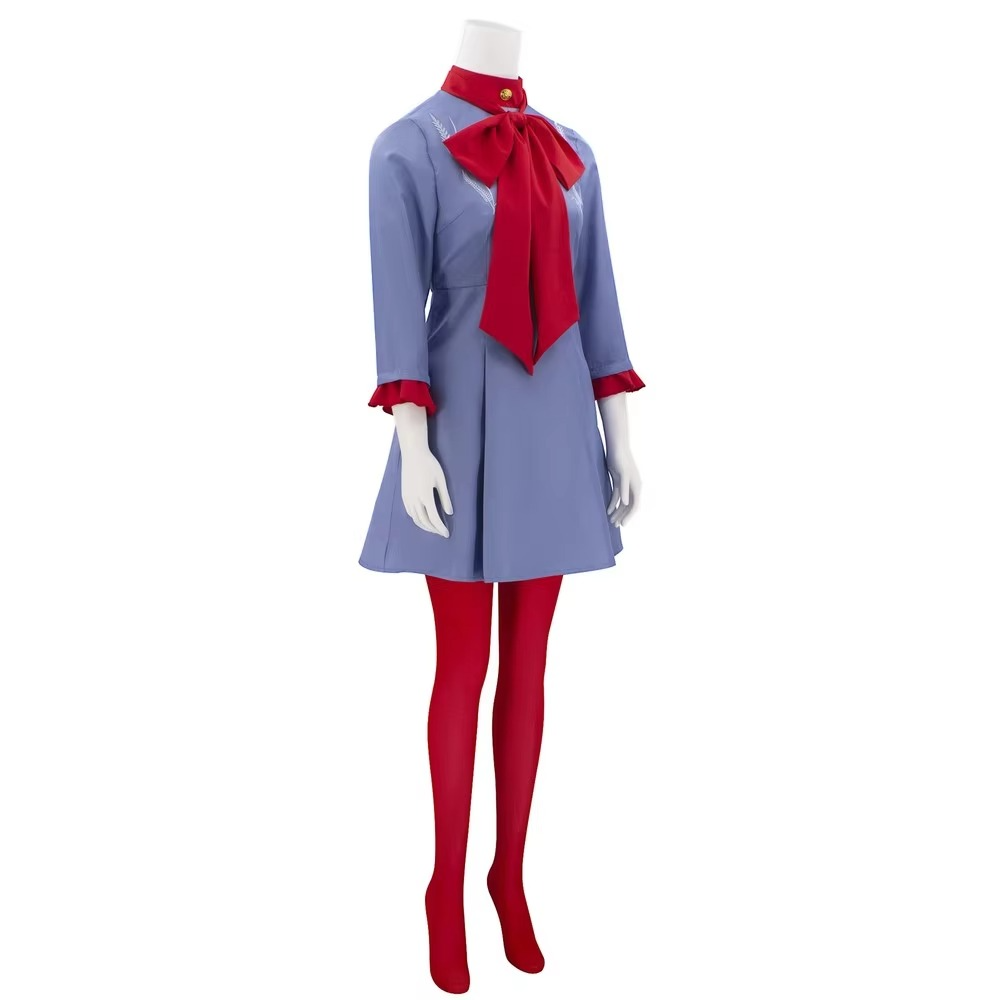 Thermabuild | Halloween Cosplay Costume Outfit Anime Dress with Red Bow and Tights for Party Events