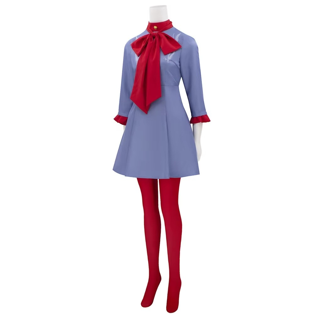 Thermabuild | Halloween Cosplay Costume Outfit Anime Dress with Red Bow and Tights for Party Events