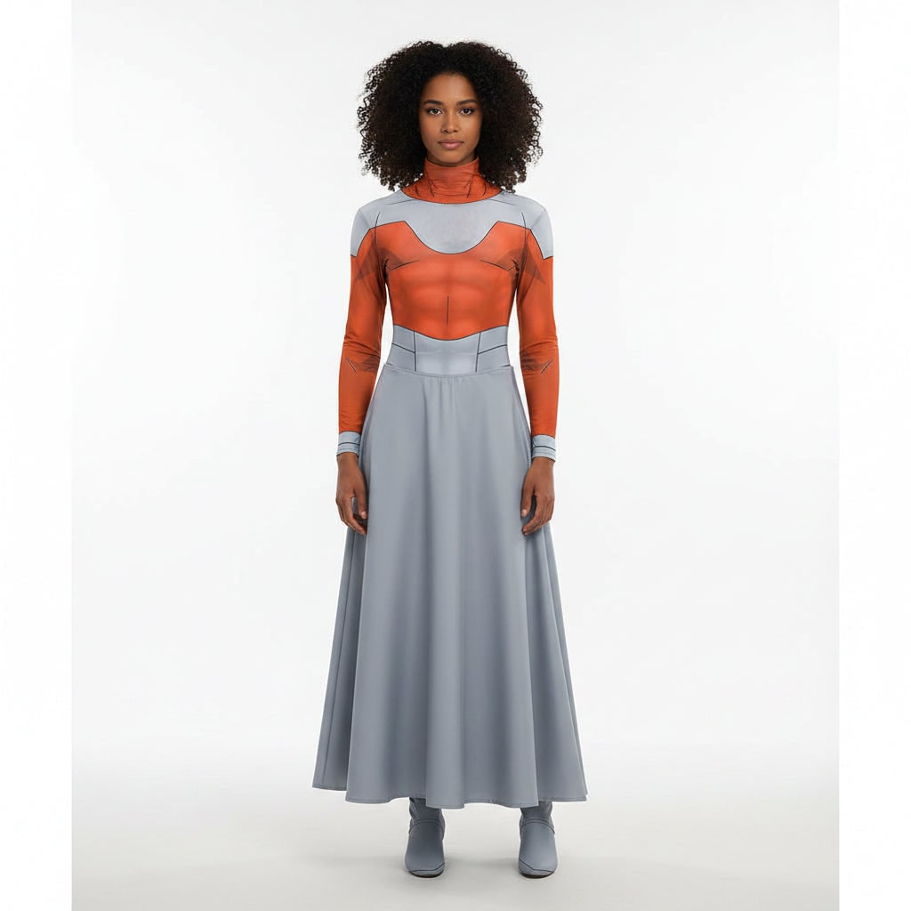 Thermabuild | Halloween Cosplay Costume Set with Sci-Fi Armor Print Skirt and Cape