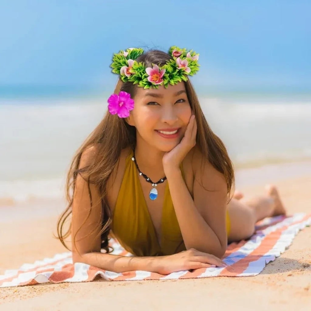 Thermabuild | Halloween Costume Accessories Flower Crown and Necklace Set with Tropical and Beads