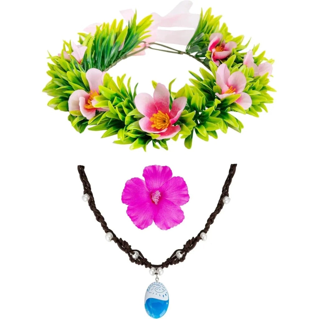Thermabuild | Halloween Costume Accessories Flower Crown and Necklace Set with Tropical and Beads