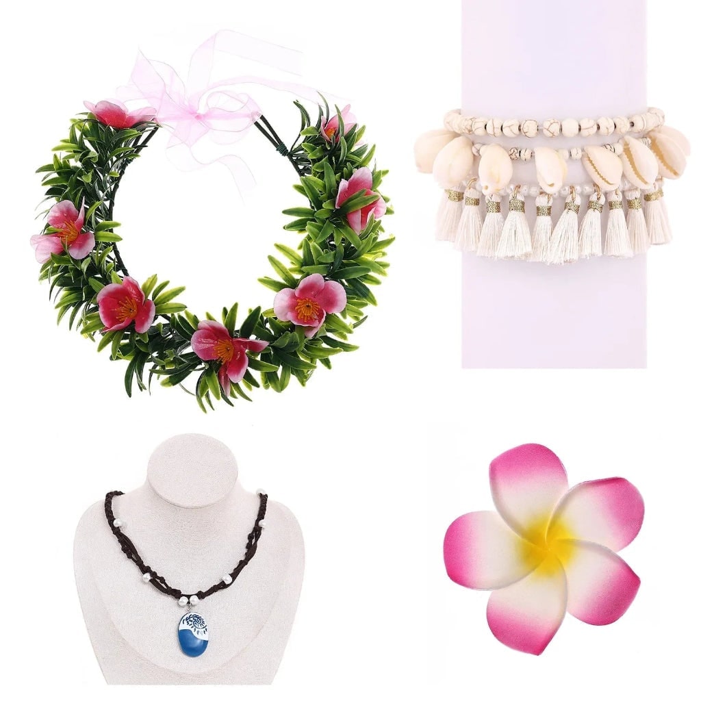 Thermabuild | Halloween Costume Accessories Flower Crown and Necklace Set with Tropical and Beads