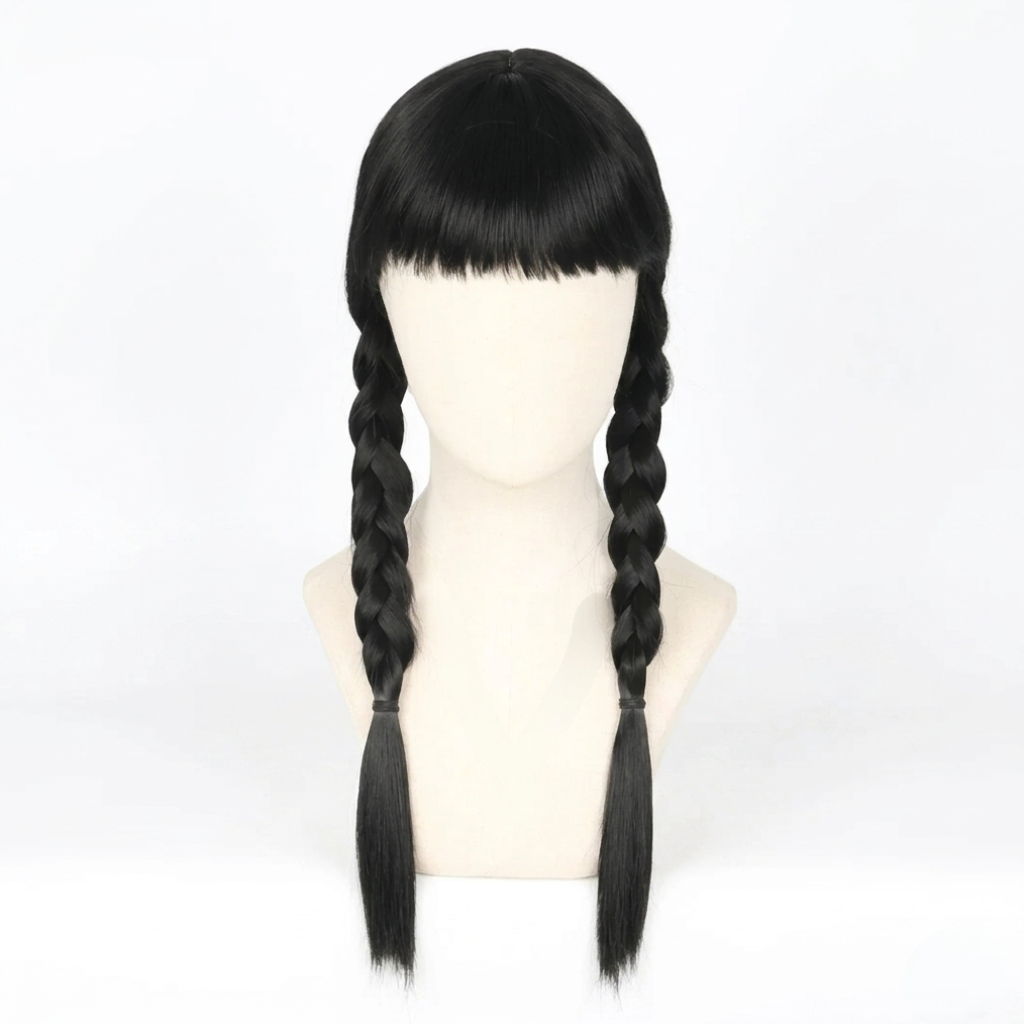 Thermabuild | Halloween Costume Wig Braided Hair with Straight Bangs for Epic Cosplay and Dress Up