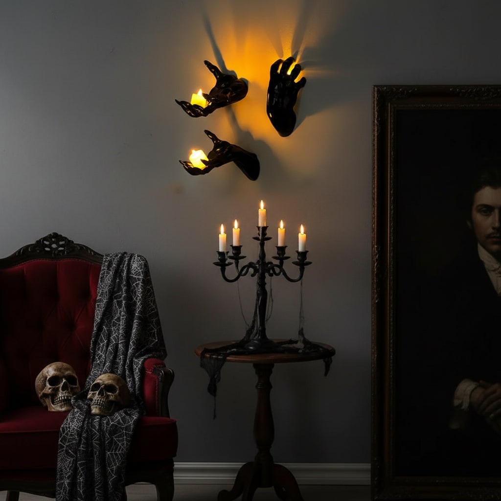 Thermabuild | Halloween Creepy Hand Wall Candle Holder and Candlestick Stand for Gothic Decoration