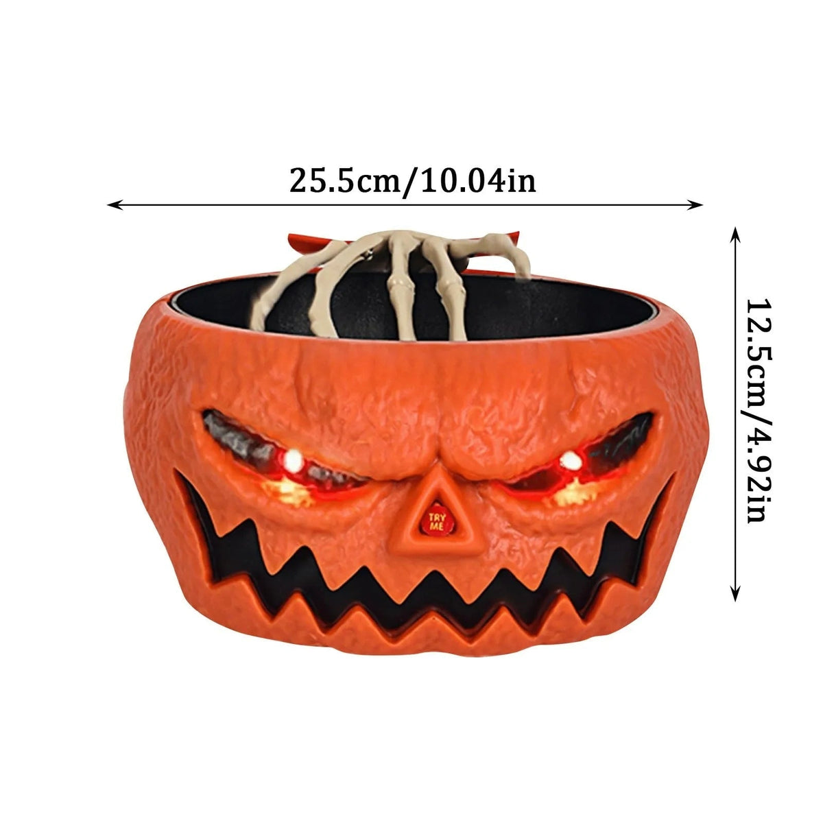 Thermabuild | Halloween Decoration Animated Candy Bowl with Motion Sensor LED Eyes and Skeleton Hand for Party