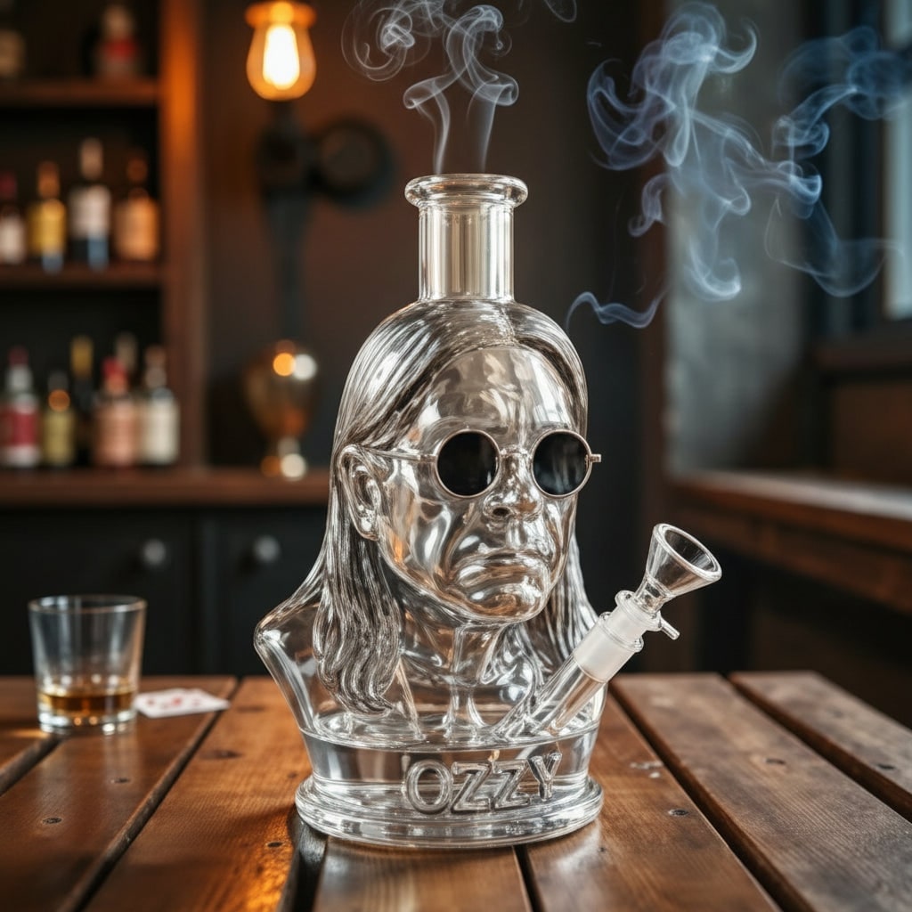 Thermabuild | Halloween Decoration Glass Bong Water Pipe with Ozzy Bust Party Centerpiece