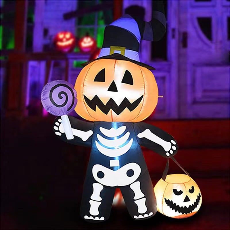 Thermabuild | Halloween Decoration Inflatable Jack O Lantern Skeleton with LED Lights for Yard Party Prop