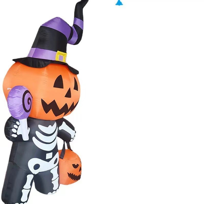 Thermabuild | Halloween Decoration Inflatable Jack O Lantern Skeleton with LED Lights for Yard Party Prop