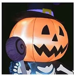 Thermabuild | Halloween Decoration Inflatable Jack O Lantern Skeleton with LED Lights for Yard Party Prop
