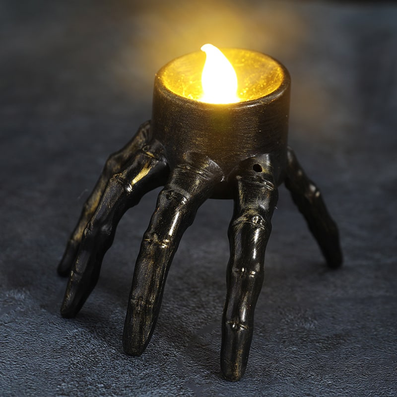 Thermabuild | Halloween Decorations Flameless LED Candles Battery Operated and Skeleton Hand Prop T Light