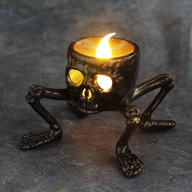 Thermabuild | Halloween Decorations Flameless LED Candles Battery Operated and Skeleton Hand Prop T Light