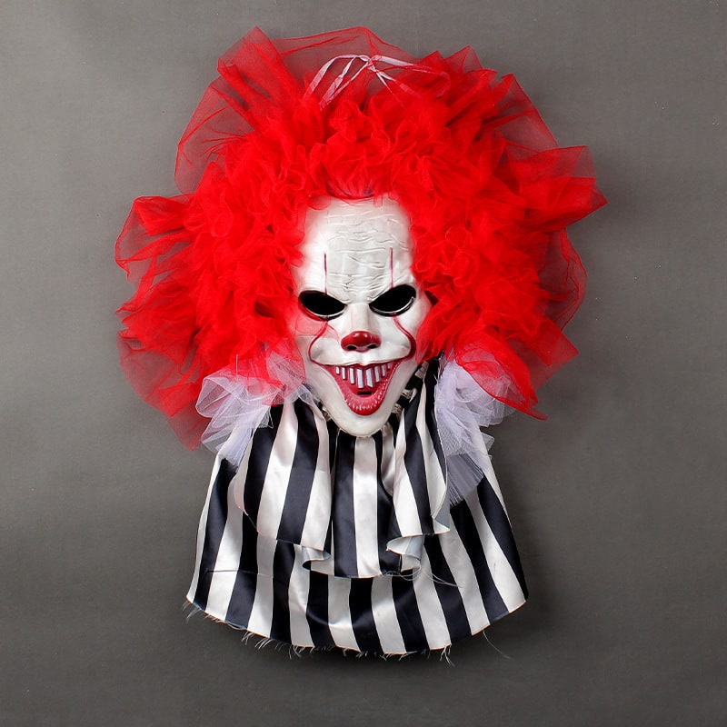 Thermabuild | Halloween Decorations Outdoor Door Hanger Scary Clown Wreath Front Decor Lights