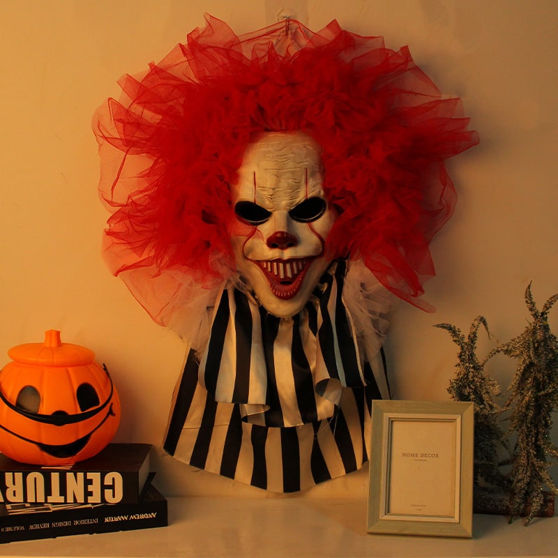 Thermabuild | Halloween Decorations Outdoor Door Hanger Scary Clown Wreath Front Decor Lights