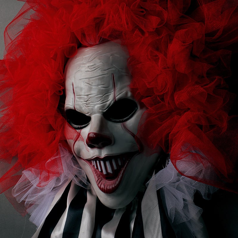 Thermabuild | Halloween Decorations Outdoor Door Hanger Scary Clown Wreath Front Decor Lights
