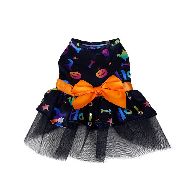 Thermabuild | Halloween Dog Costume Dress with Tutu Skirt Satin Bow and Outfits for Pet Apparel