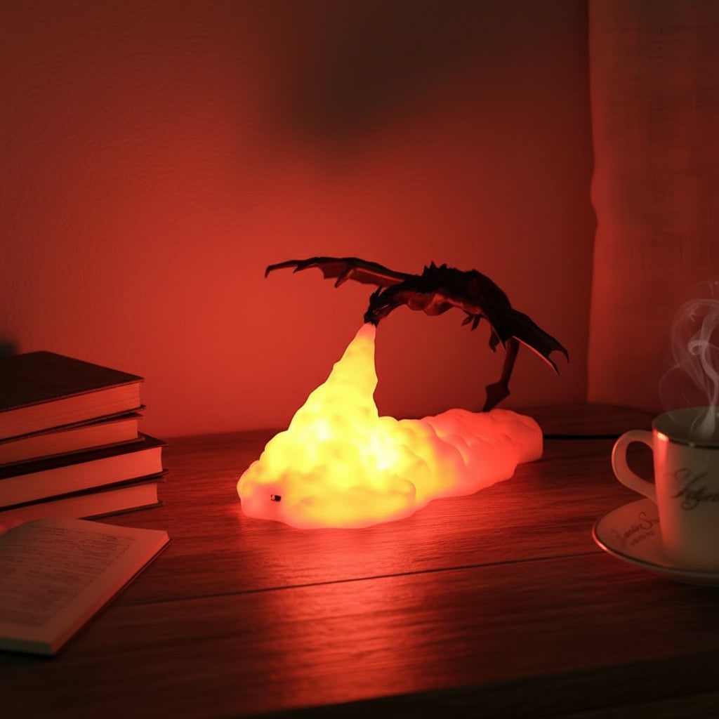 Thermabuild | Halloween Dragon Night Light Bedside Table Lamp with LED Fire-Breathing Effect and Design