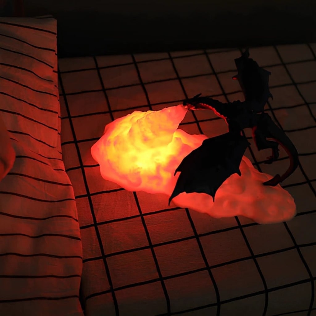 Thermabuild | Halloween Dragon Night Light Lamp with LED Flame Effect for Bedside Table Bedroom Decoration