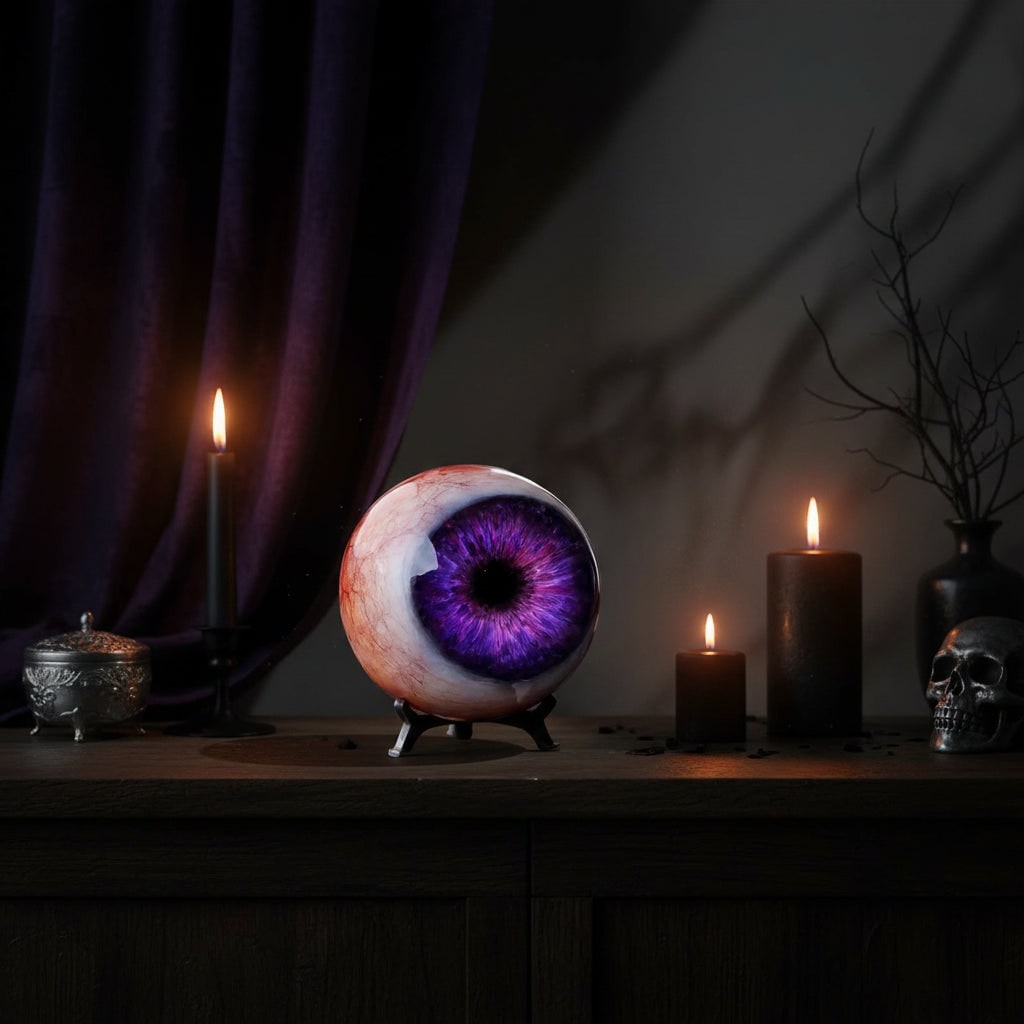 Thermabuild | Halloween Eyeball Decor with Witch and Pink Porch Display Stand for Front Door Party Decoration