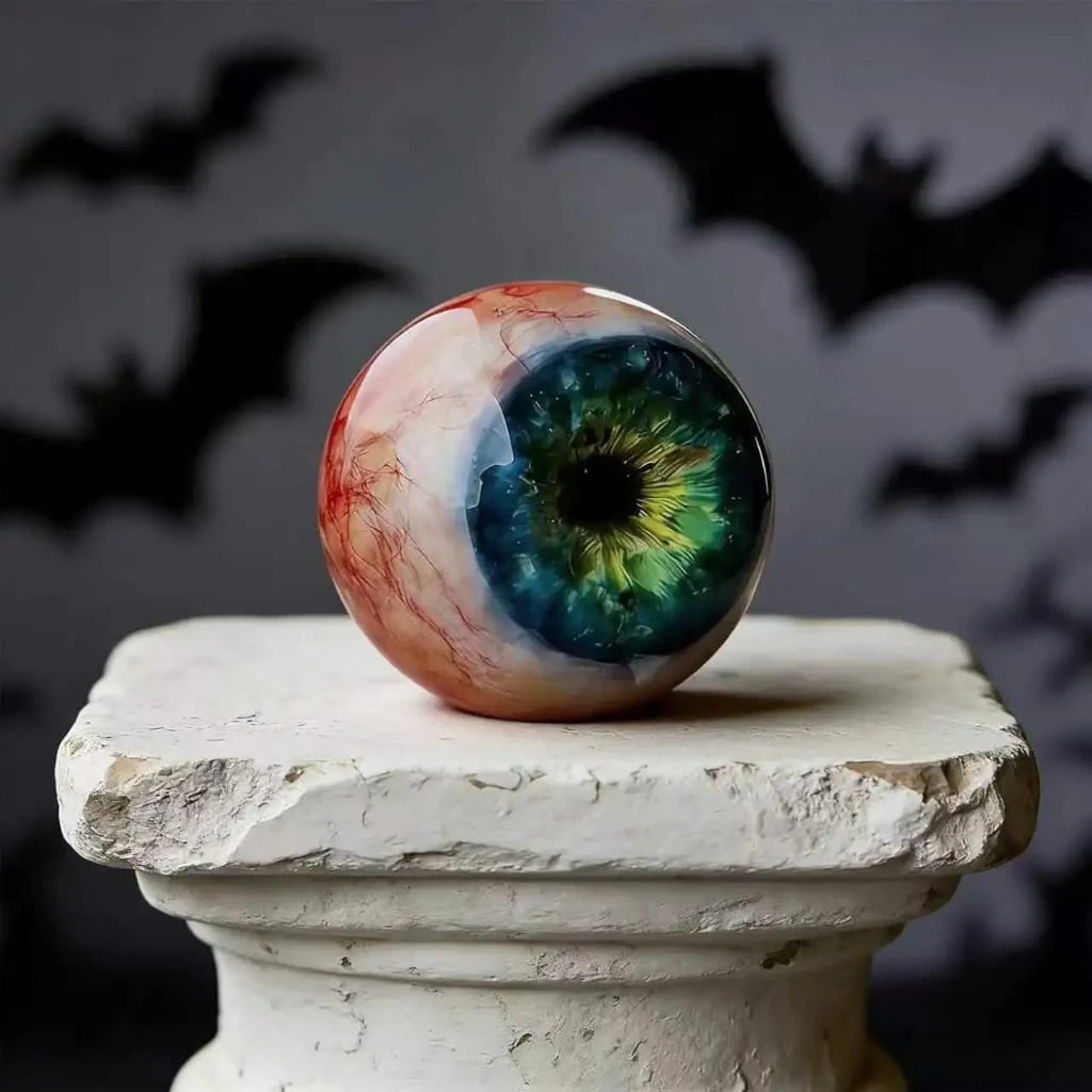 Thermabuild | Halloween Eyeball Decor with Witch and Pink Porch Display Stand for Front Door Party Decoration