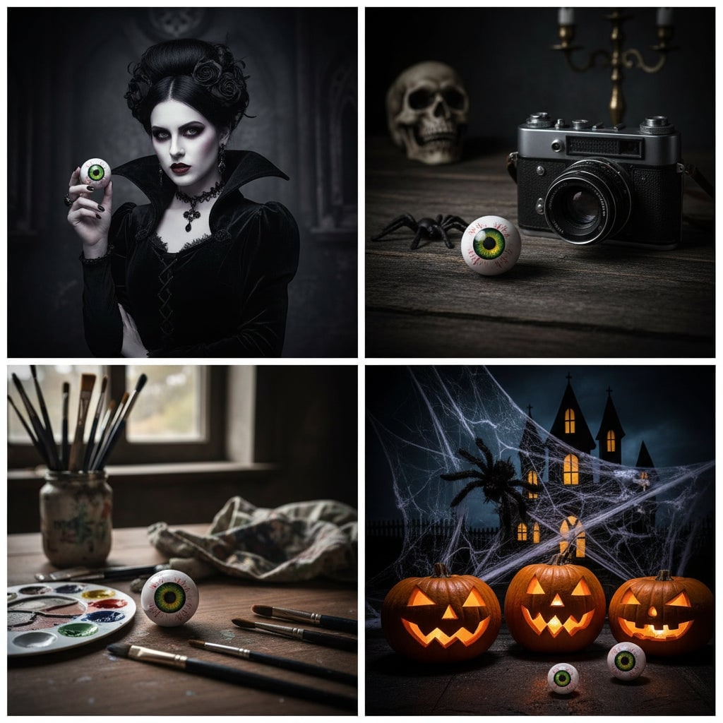 Thermabuild | Halloween Eyeball Decor with Witch and Pink Porch Display Stand for Front Door Party Decoration