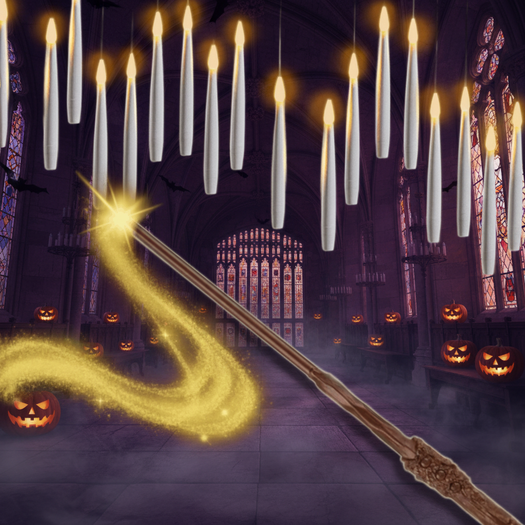 Thermabuild | Halloween Flameless LED Taper Candles with Remote Control Battery Operated Floating Hanging