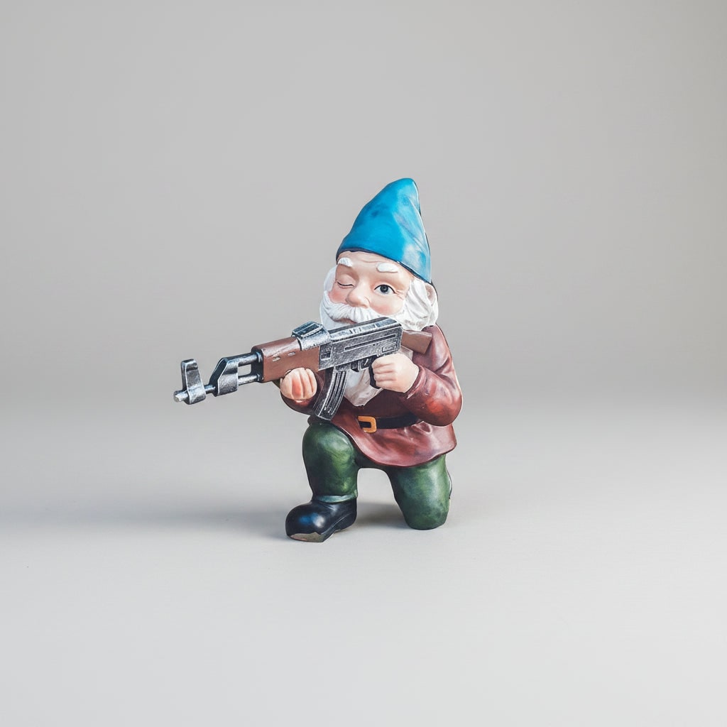Thermabuild | Halloween Funny Garden Gnome Figurine Resin Tactical Rifle Shooting Pose Outdoor Decoration Statue