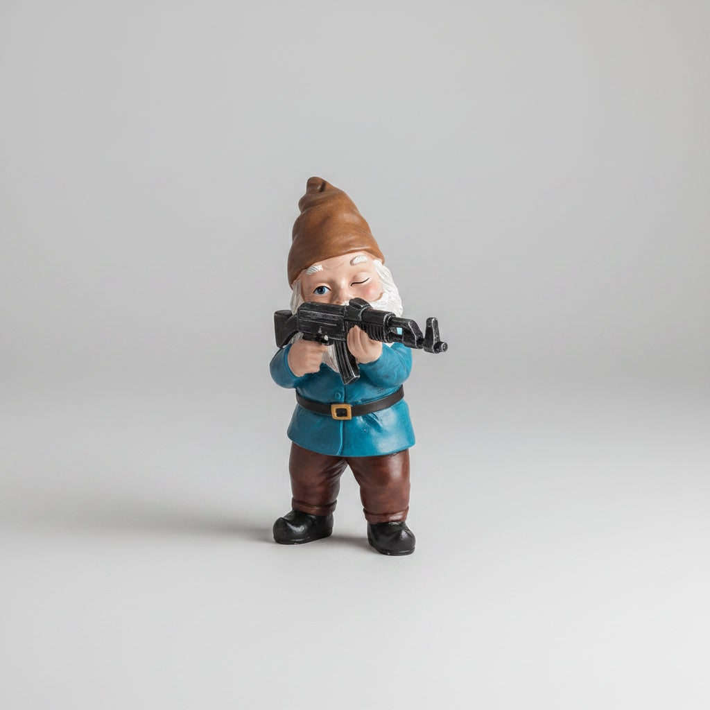 Thermabuild | Halloween Funny Garden Gnome Figurine Resin Tactical Rifle Shooting Pose Outdoor Decoration Statue
